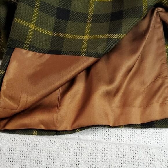 Jones New York 100% Wool Sz. 10‎ Army Green & Gold Buttoned Lined Blazer - Picture 6 of 12